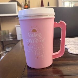 Pink Travel Mug with Handle